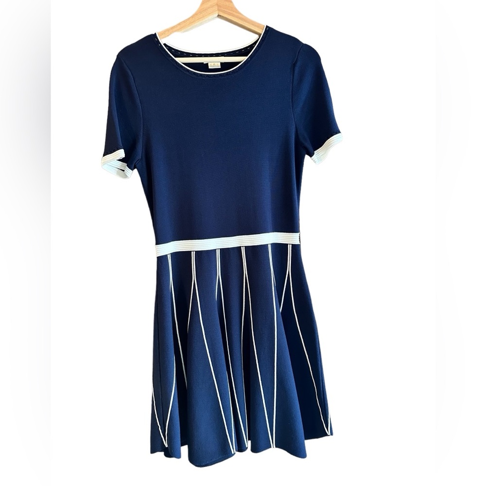 Shoshanna Navy & White Skater Dress. Size Medium.